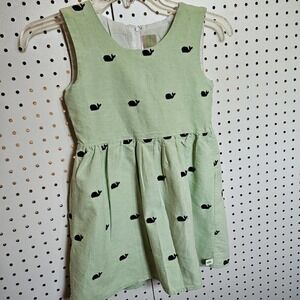 Girls Lolly Wolly Doodle Dress Green With Navy Embroidered Whales Size 8